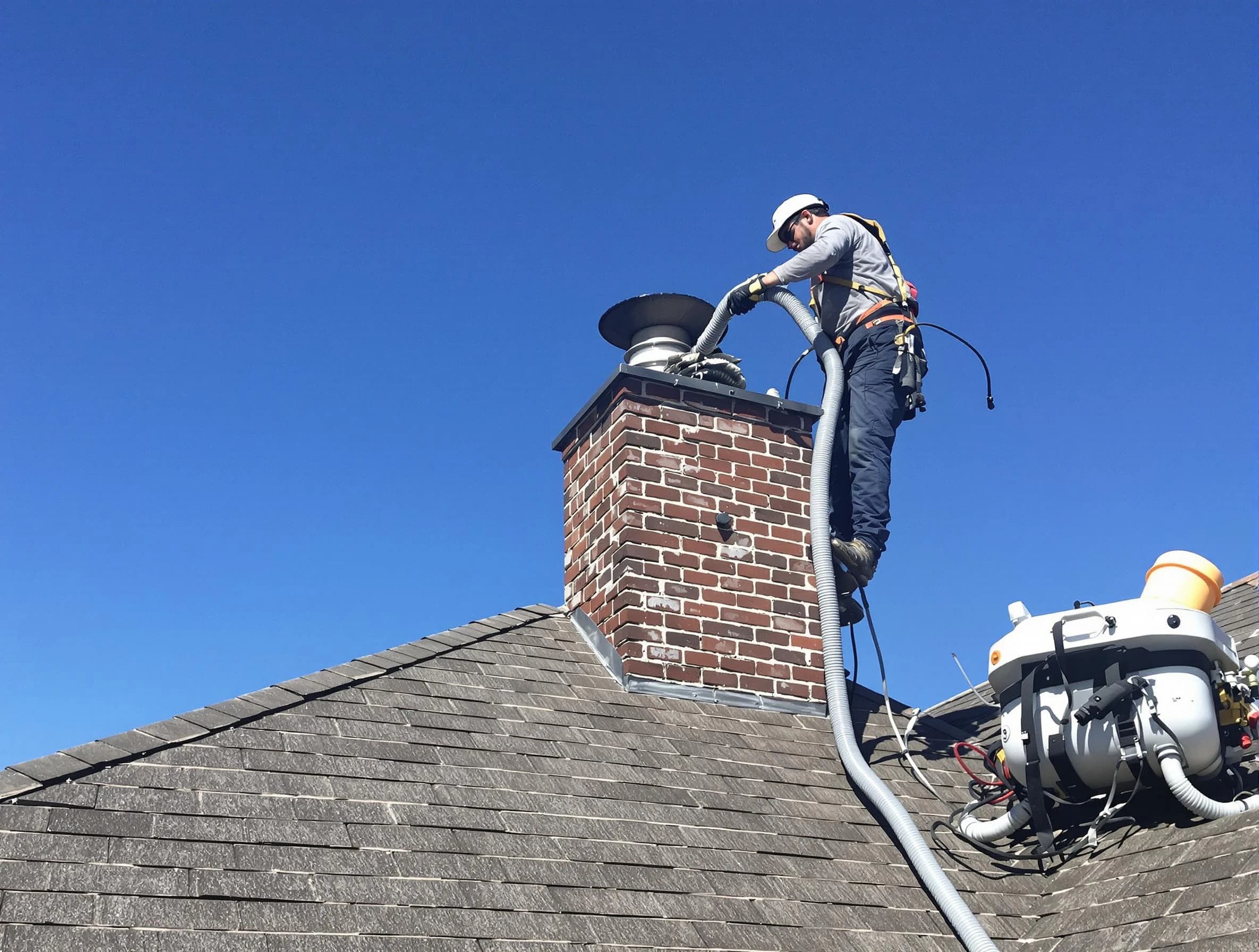 Dedicated Choctaw Chimney Sweep team member cleaning a chimney in Choctaw, OK