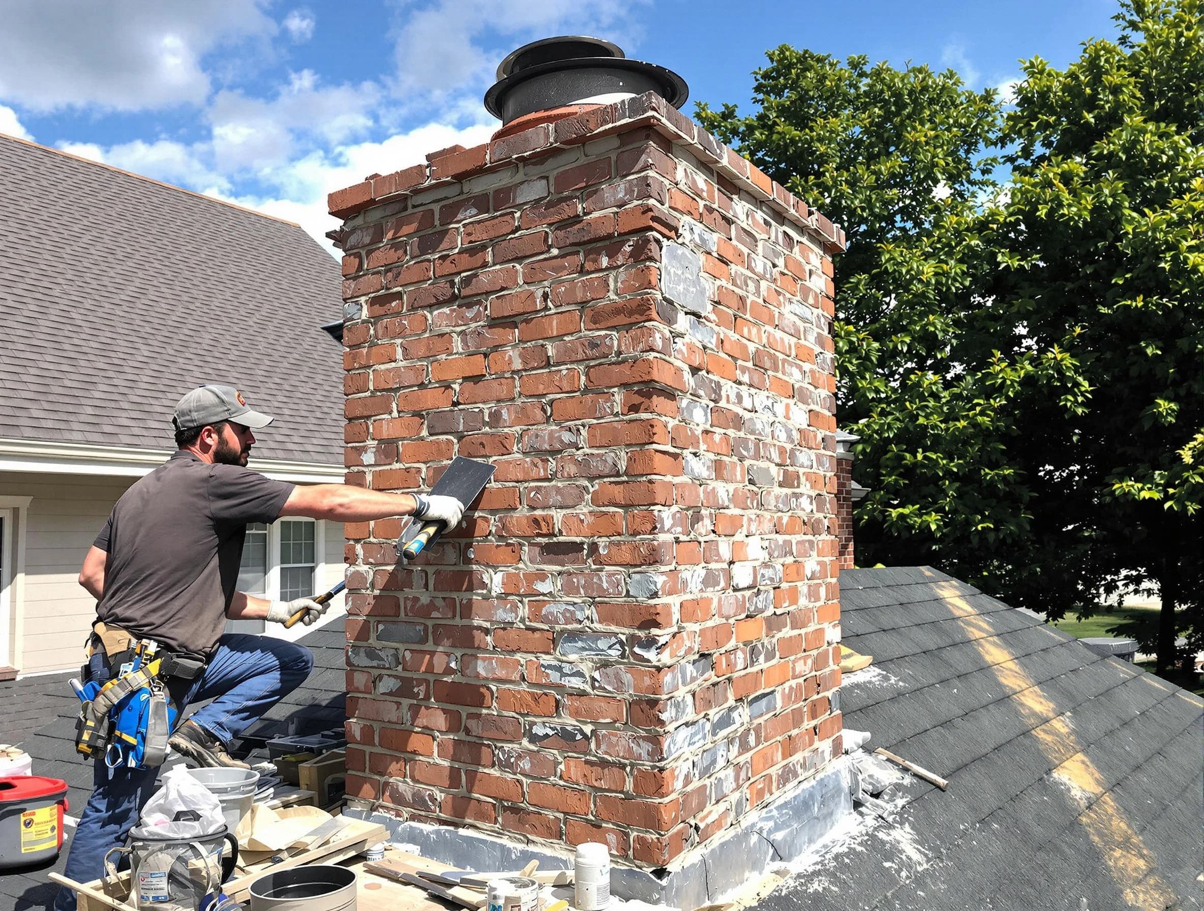 Completed chimney rebuild by Choctaw Chimney Sweep in Choctaw, OK