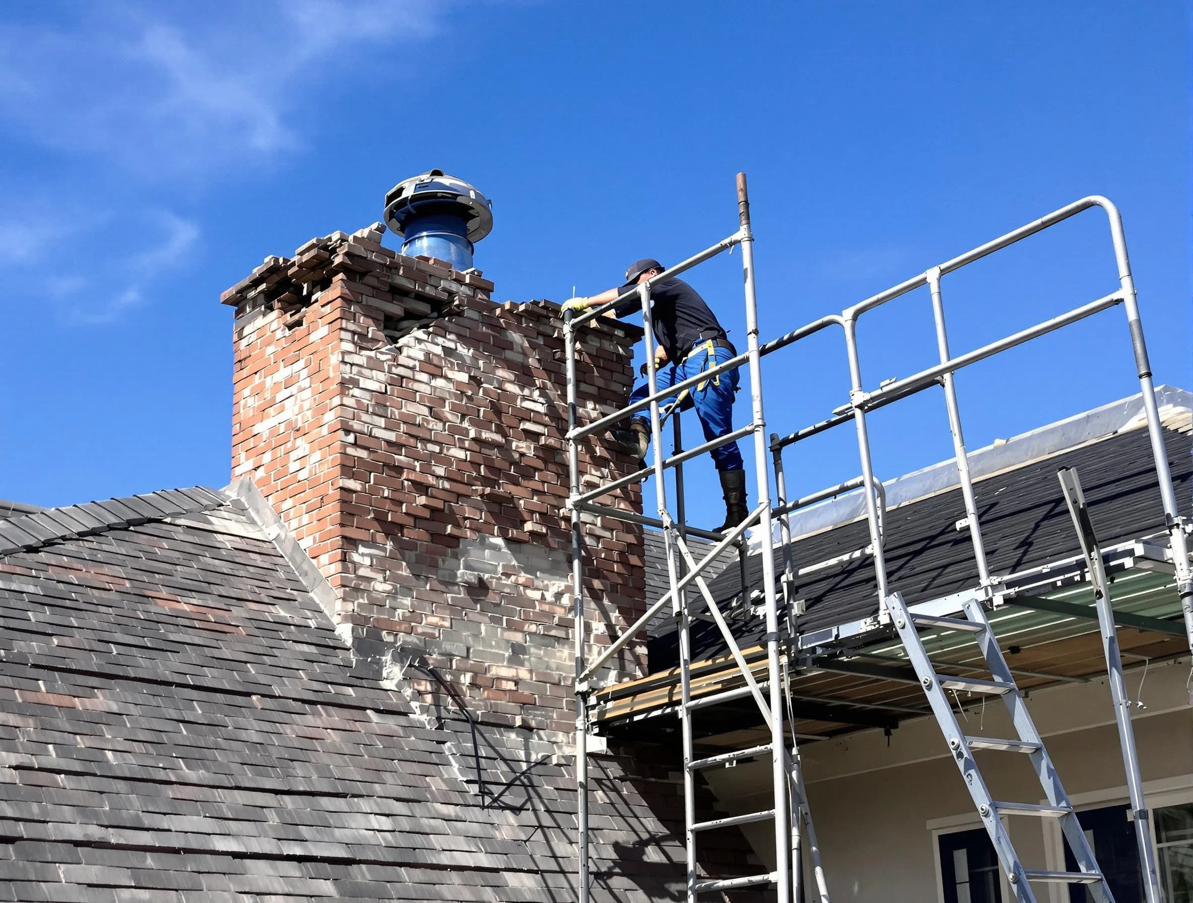 Rebuilding a chimney structure by Choctaw Chimney Sweep in Choctaw, OK
