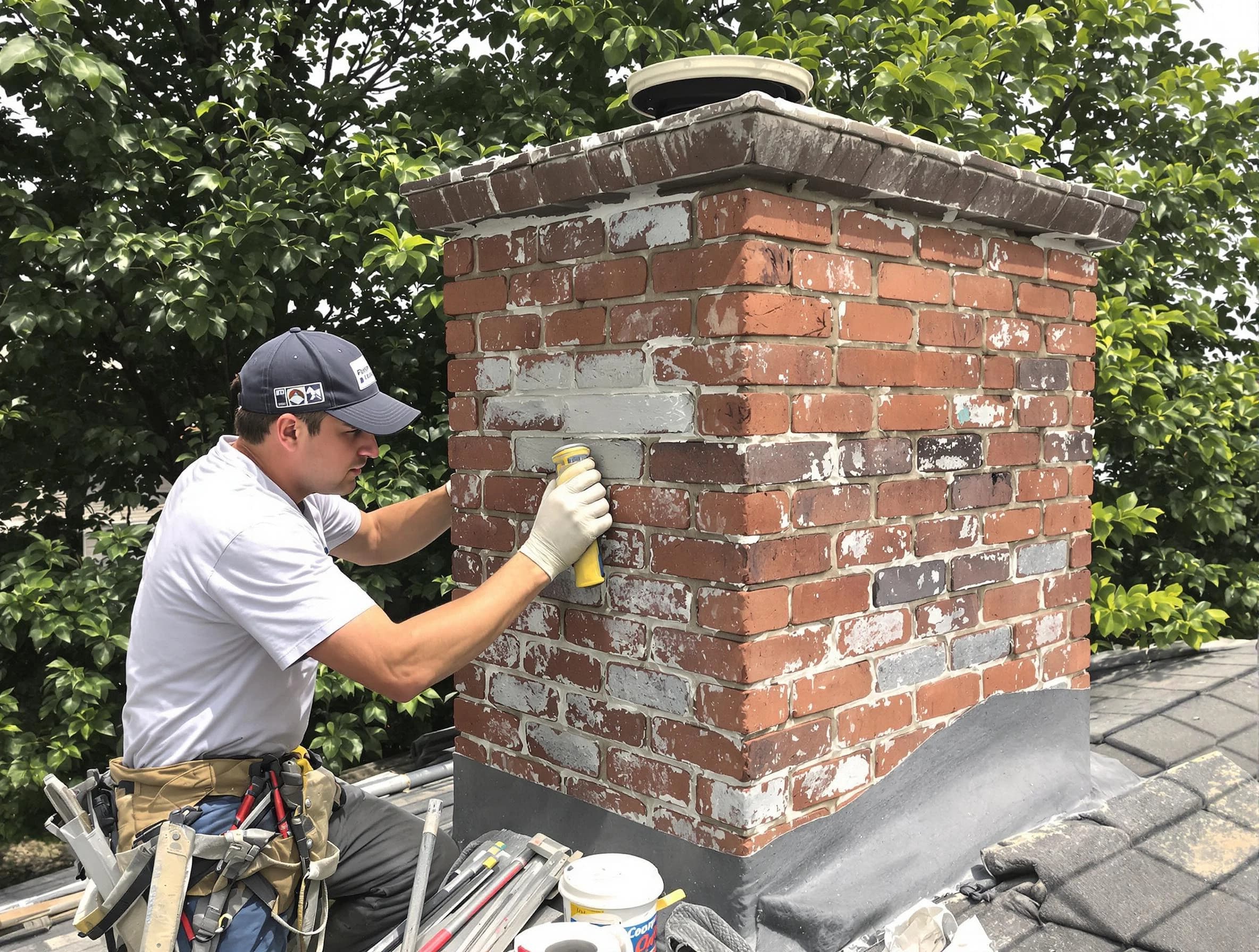 Choctaw Chimney Sweep restoring an aging chimney in Choctaw, OK
