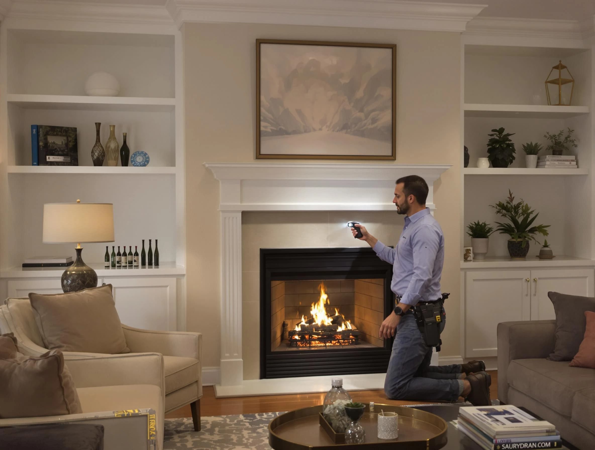 Choctaw Chimney Sweep conducting a fireplace safety inspection in Choctaw, OK