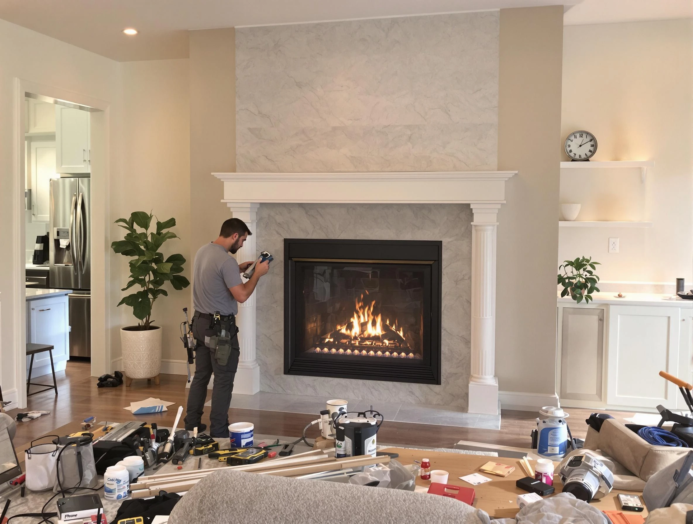 Newly installed fireplace by Choctaw Chimney Sweep in Choctaw, OK