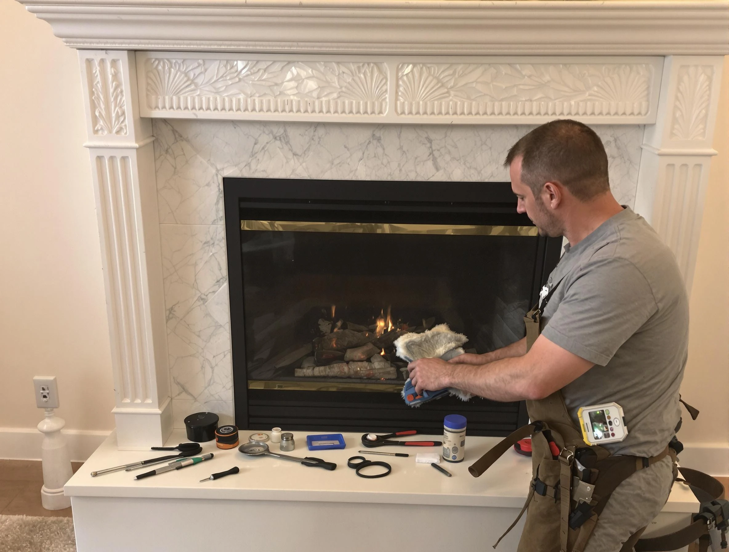 Choctaw Chimney Sweep performing fireplace maintenance in Choctaw, OK