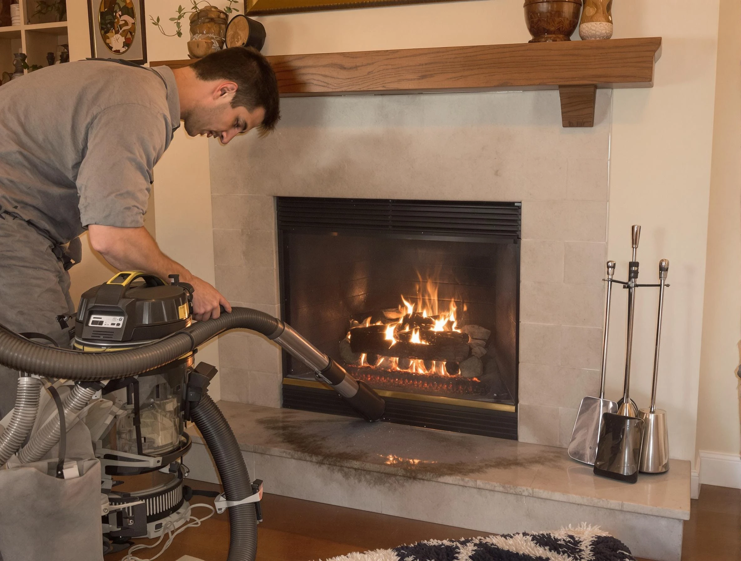 Routine fireplace upkeep by Choctaw Chimney Sweep in Choctaw, OK
